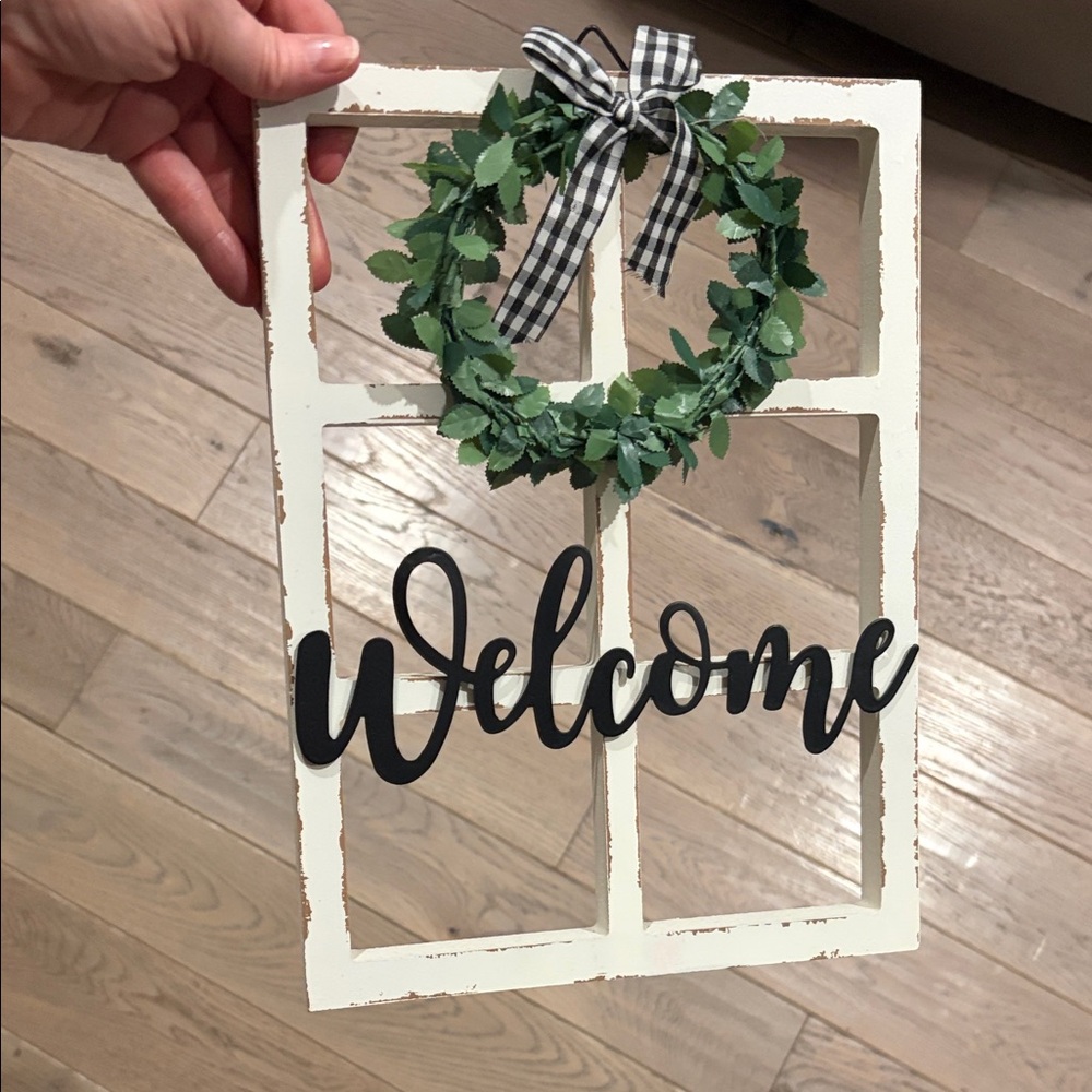 Rustic Welcome Window Frame Decor - Picture 3 of 6
